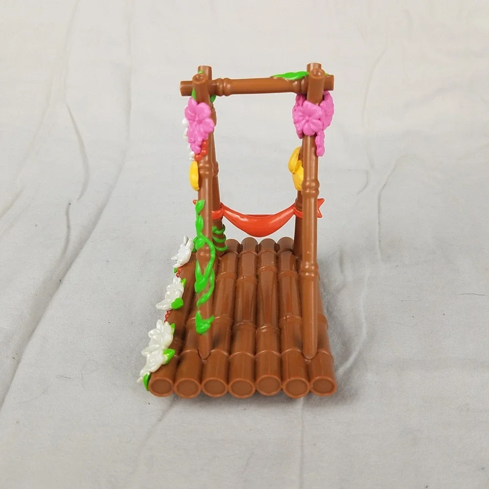 Disney Moana‎ Toy Raft Accessory Brown Excellent Bamboo Floral Hammock Boat Toy